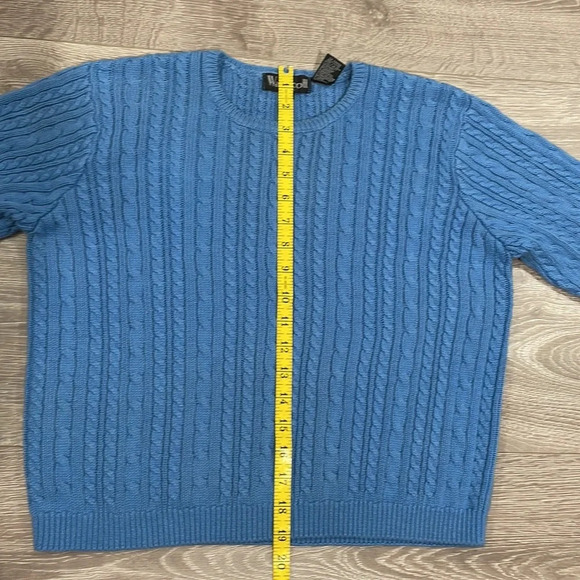 Vintage Wainscot Petites 100% Cotton Crew Neck Cable Knit Sweater Blue S - Picture 10 of 14